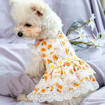 Huisdierkleding huisdier elegante bloemen kanten hond zomerjurk